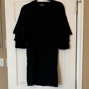 Lulu's Black Ruffle sleeves sweater Dress